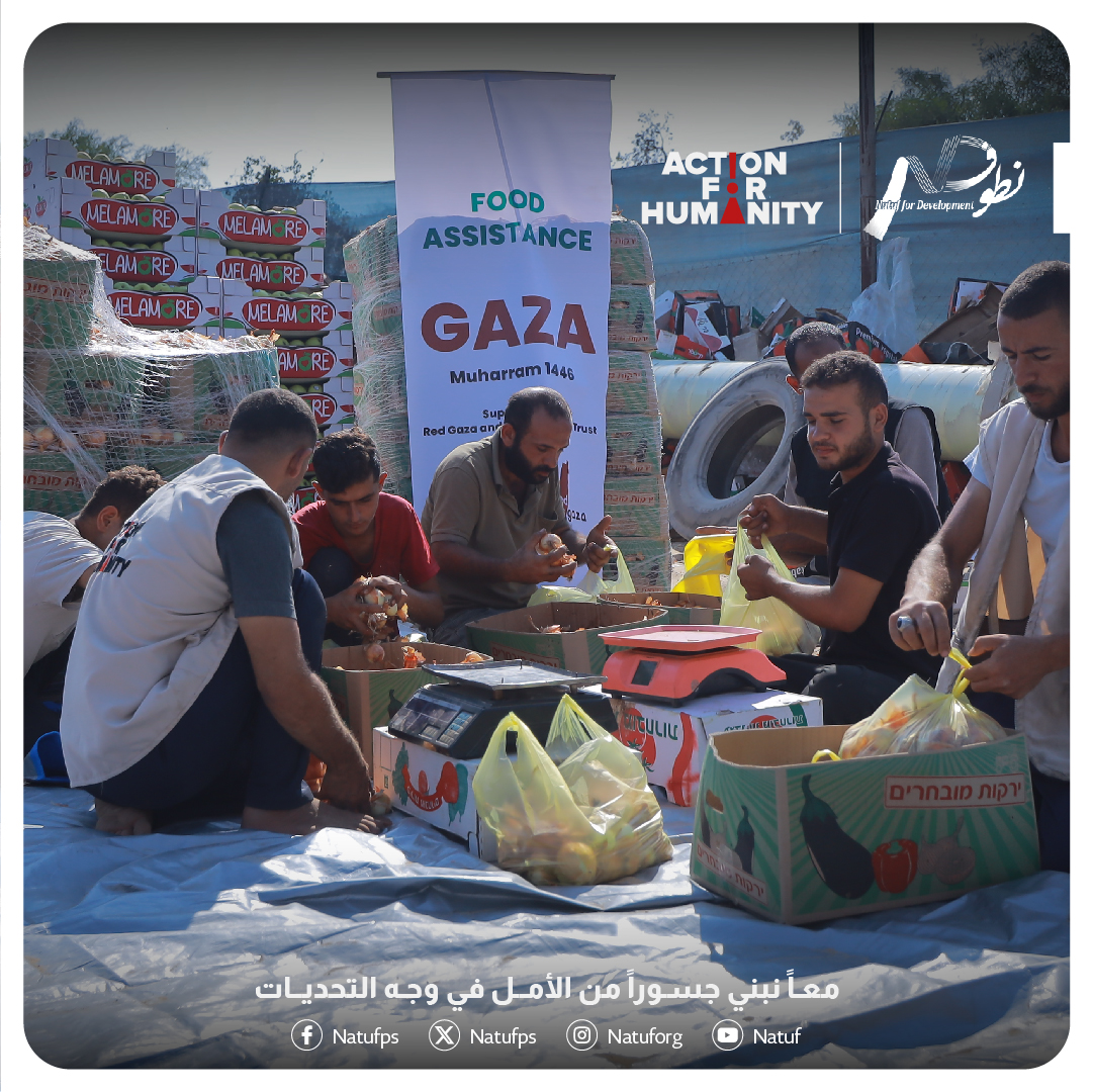 فريق نطوف بتوزيع سلال الخضار على ما يقارب 600 من العائلات النازحة